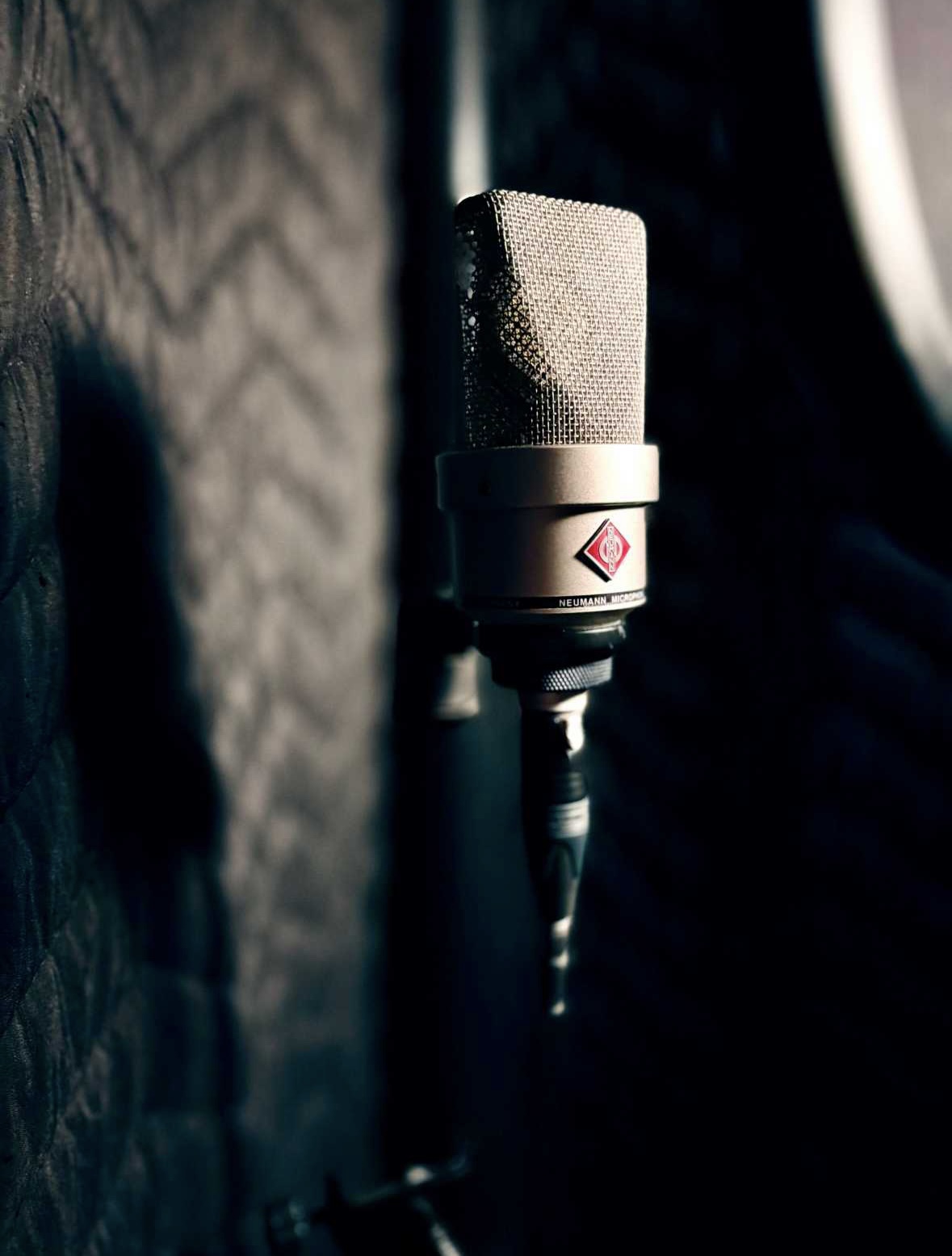 Neumann studio microphone inside the Sound Twist vocal recording area